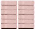 Luxury Cotton Washcloths Large Hotel Spa Bathroom Face Towel 12 Pack 13x13 inch Pink