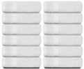 12 Pack Luxury Cotton Washcloths Large Hotel Spa Bathroom Face Towel 13x13 inch Silver White Color