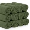 Luxury Washcloths for Bathroom Hotel Spa Kitchen 12 Pcs Set Circlet Egyptian Cotton Highly Absorbent Hotel Quality Face Towels 13x13 Inch Forest Green
