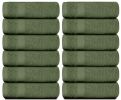 Luxury Washcloths for Bathroom Hotel Spa Kitchen 12 Pcs Set Circlet Egyptian Cotton Highly Absorbent Hotel Quality Face Towels 13x13 Inch Forest Green